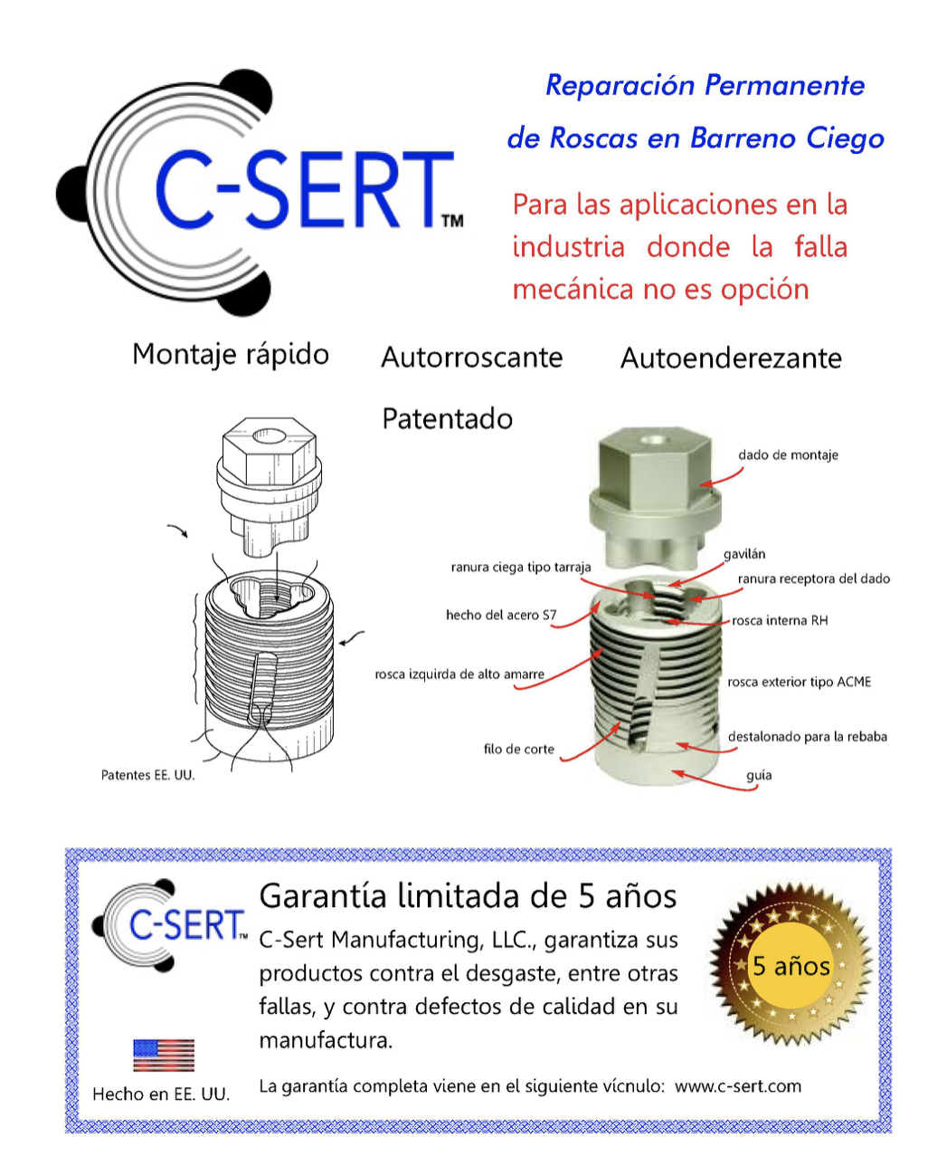 Garantia C-sert y especificaciones